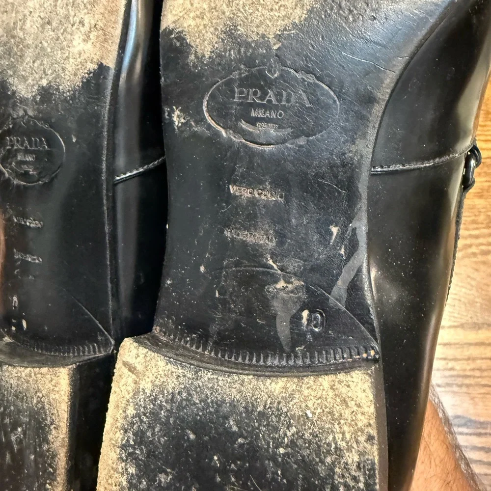 Prada Men's Shiny Black Slip-On Loafers - Picture 5 of 6